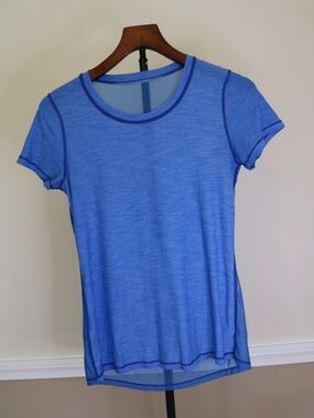 Blue Short-Sleeve Crewneck Women's Top Mesh Back Workout Tee lululemon